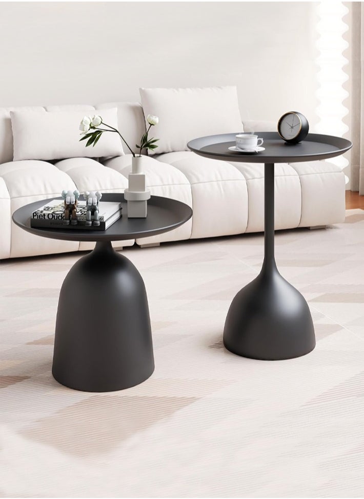 dida-cosmos - Dida-cosmos Set of 2 Iron Round Coffee Table, Simple Design End Table Space Saving Side Table for Living Room Bedroom Center Table (BLACK) - Image 1