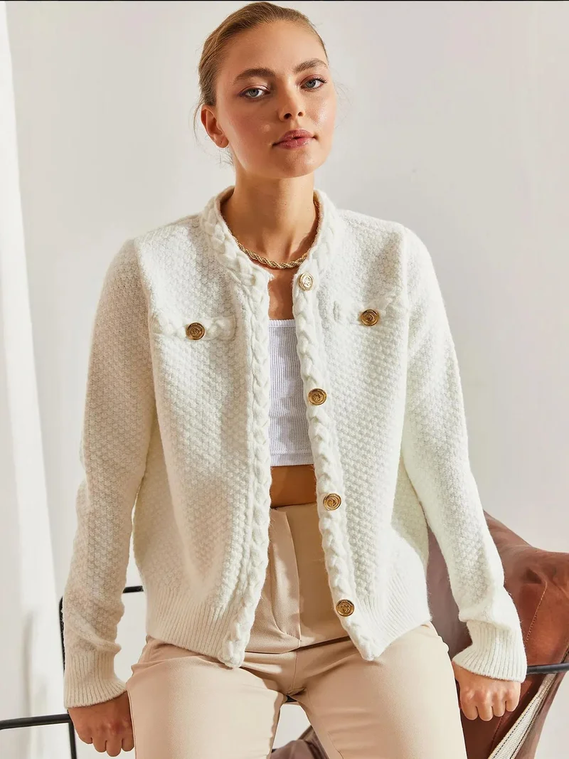 بيانكو لوتشي كارديجان محبوك بنقوش من لوتشي مع إغلاق بأزرار