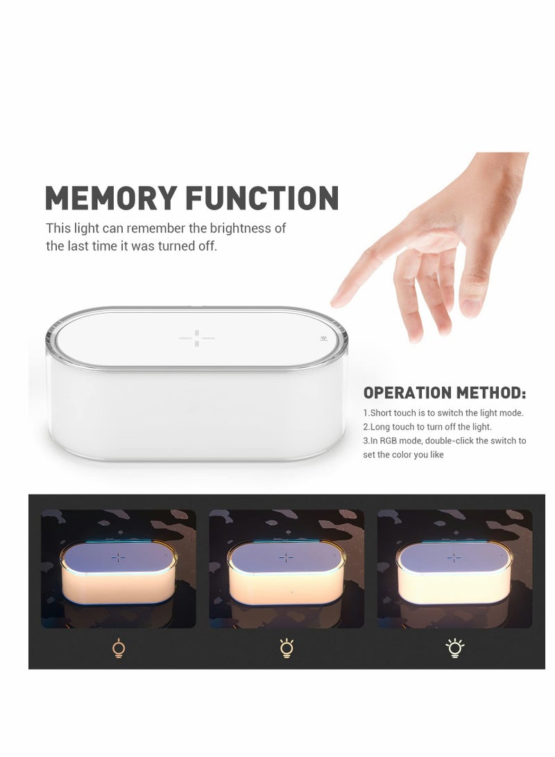 Excefore LED Table Lamp, Touch Bedside Lamp with Wireless Charger 15W, 3 Level Natural Light & 7 Color Changing, Rechargable Night Light for Kids, Bedrooms, Living Room, Party Lights, Best Gift - Image 4