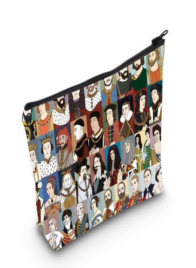POFULL British History Fans Gift History Teacher Gift Kings and Queens of England Gift Kings & Queens Cosmetic Bag (Kings and Queens) - Image 1