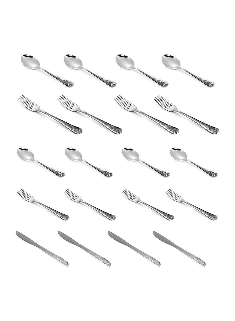 BLACKSTONE طقم أدوات مائدة من الفولاذ المقاوم للصدأ مكون من 20 قطعة - ملعقة شاي، شوكة شاي، ملعقة طعام، شوكة طاولة - Image 1