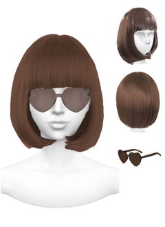 Excefore Featured Wigs with Party Sunglasses, Makeup Party Kit, Color Bob Wig, Cosplay Wigs and Party Wigs, Party Wigs Decorations Favors (Brown)  - Image 1