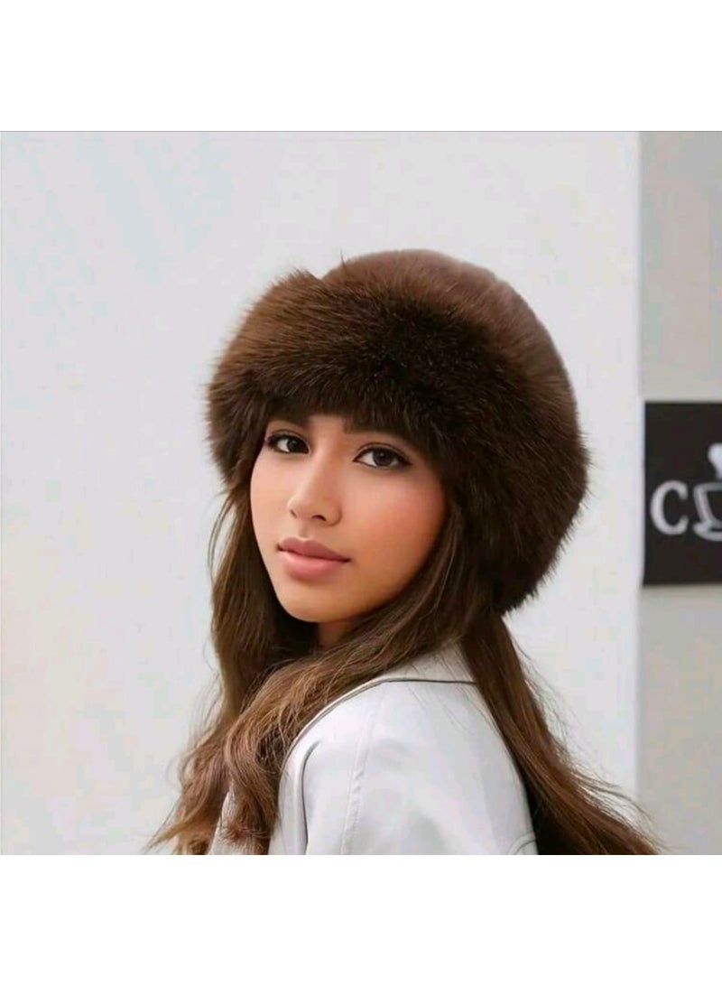 Shein 1pcs Women's Thickened Warm Hat For Autumn/Winter - Fashionable Appearance, Mongolian Style Thick Hat, Comfortable And Warm For Outdoor Activities In Cold Weather - Image 1