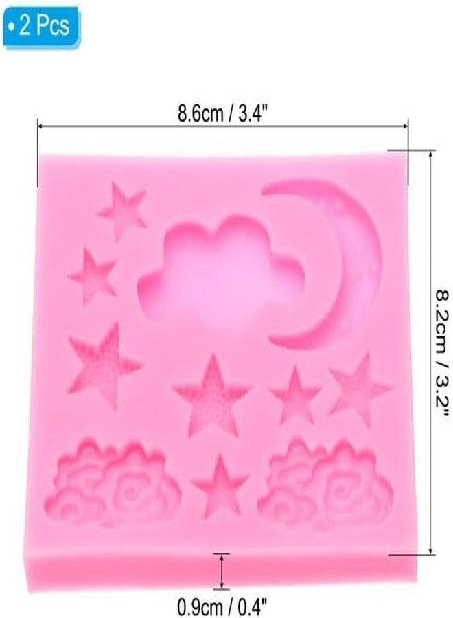 WaigN 2Pcs Pink Moon Star Silicone Cloud Mold Chocolate Gummy Molds Cloud Fondant Molds Non-Stick Baking Mold for Candy Biscuits Cookie Jelly Chocolate Cake Decorating Fondant and Gum Paste Molds - Image 2