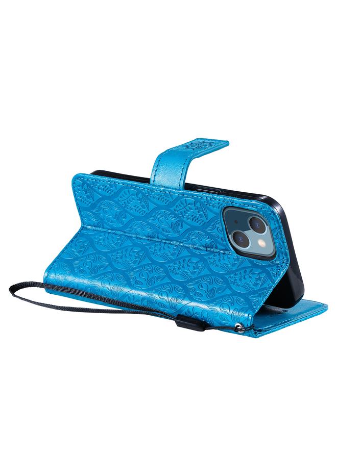 Zaboon Case For iPhone 13 Pressed Printing Rattan Flower Pattern Horizontal Flip PU Leather Case with Holder & Card Slots & Wallet & Photo Frame - Image 5