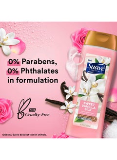 Suave Suave Moisturizing Body Wash Women, Sweet Vanilla with Vitamin E and Aloe Extracts, No Parabens, No Phthalates, 18 Oz (Pack of 6)  - Image 2