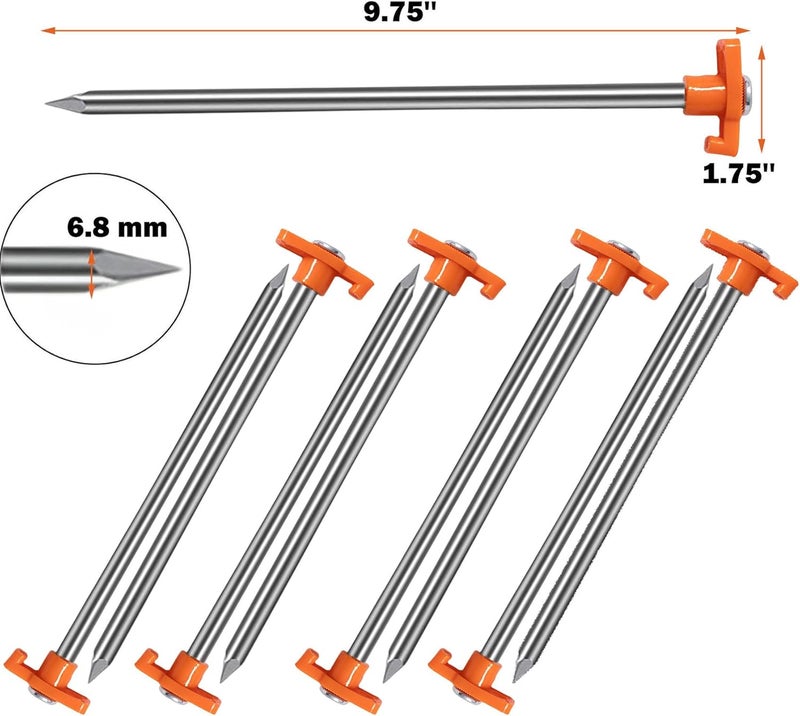 20-piece set of thick luminous nails 7mm outdoor camping tent ground nails orange (suitable for camping courtyard garden awning Lawn Outdoor) - Image 3