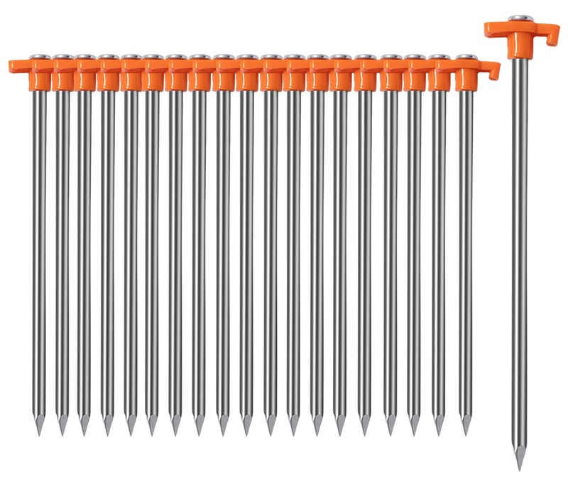 20-piece set of thick luminous nails 7mm outdoor camping tent ground nails orange (suitable for camping courtyard garden awning Lawn Outdoor) - Image 1