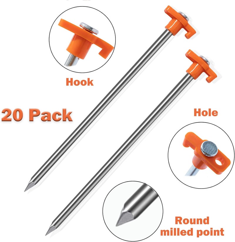 20-piece set of thick luminous nails 7mm outdoor camping tent ground nails orange (suitable for camping courtyard garden awning Lawn Outdoor) - Image 4
