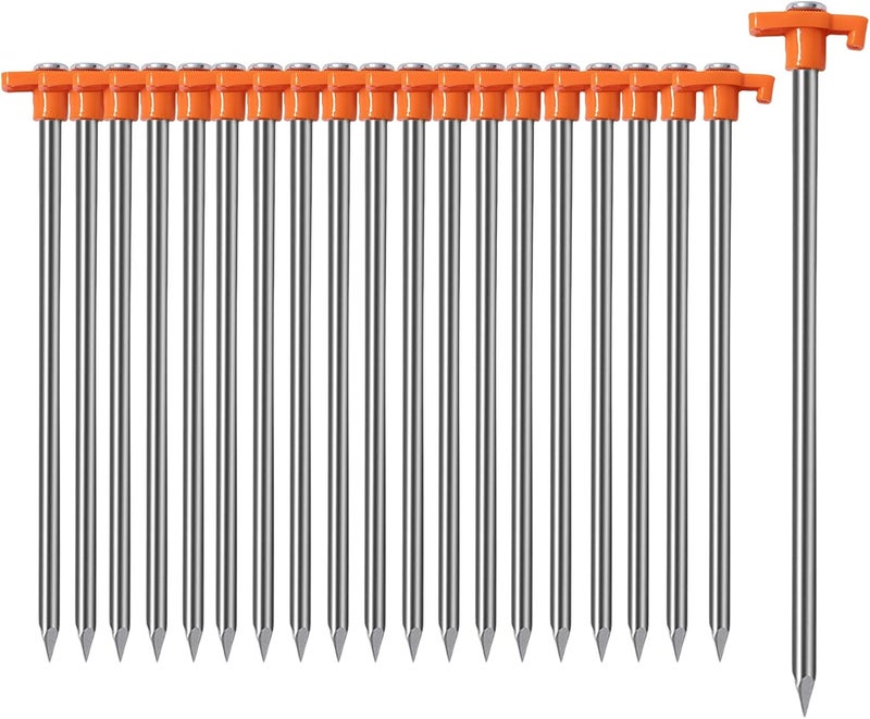 20-piece set of thick luminous nails 7mm outdoor camping tent ground nails orange (suitable for camping courtyard garden awning Lawn Outdoor) - Image 2