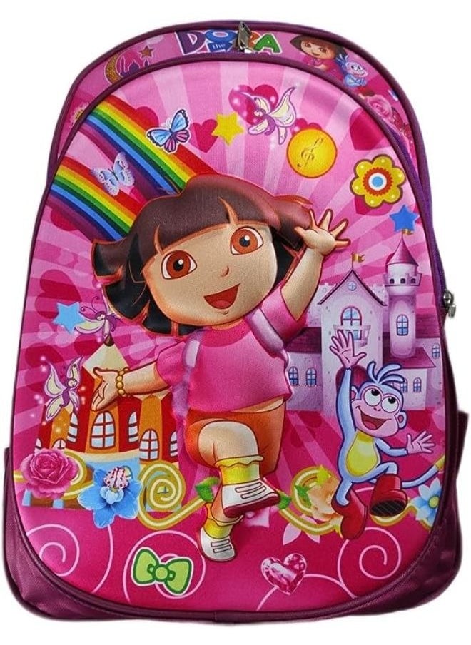 Generic - School backpack with 3 zippers for girls, 18 inches, vibrant 3D drawings, a girl and a monkey - Image 1