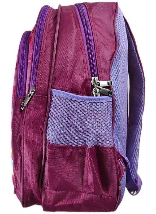 Generic - School backpack with 3 zippers for girls, 18 inches, vibrant 3D drawings, a girl and a monkey - Image 1