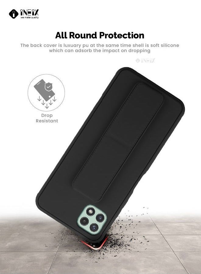 3 In 1 Magnetic Hand Grip Holder Case For Samsung Galaxy A22 5G Black - Image 2