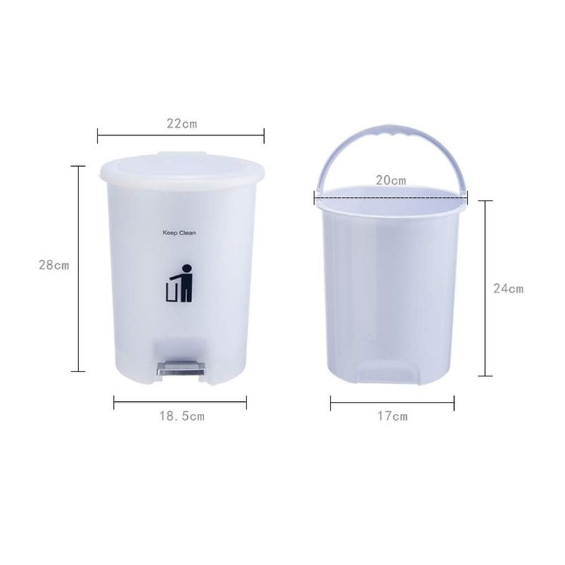 MAPPLE CREATION Garbage Bin Square Plastic Trash Can with Lid 9L Step Pedal Garbage Can with Detachable Carrying Bucket Modern Creative White Trash Can for Home Office Wastebasket - Image 2