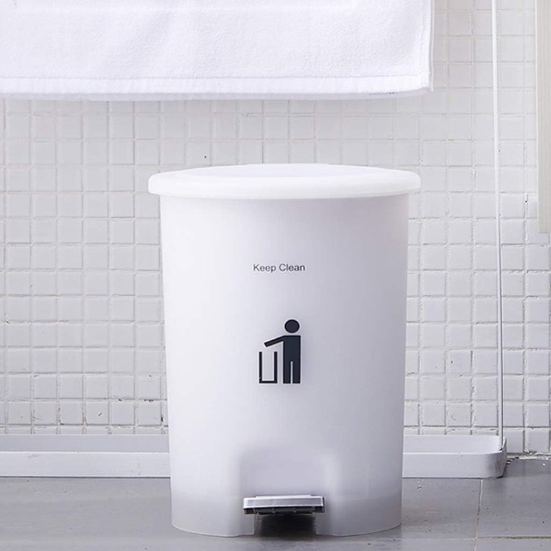 MAPPLE CREATION Garbage Bin Square Plastic Trash Can with Lid 9L Step Pedal Garbage Can with Detachable Carrying Bucket Modern Creative White Trash Can for Home Office Wastebasket - Image 1