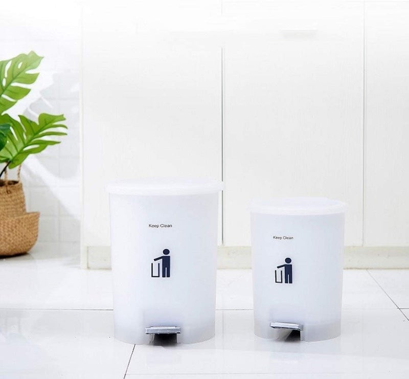 MAPPLE CREATION Garbage Bin Square Plastic Trash Can with Lid 9L Step Pedal Garbage Can with Detachable Carrying Bucket Modern Creative White Trash Can for Home Office Wastebasket - Image 3