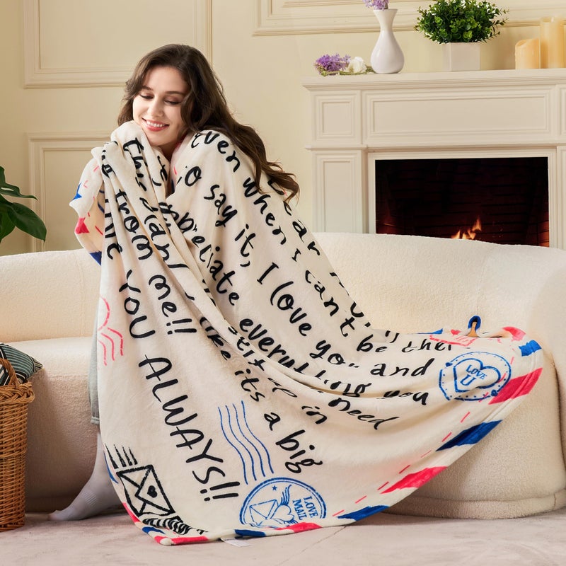 Joiedomi Birthday Gifts for Mom Soft Flannel Mom Blanket for Mothers Day Anniversary from Daughter Son 50" x 60" Ivory White - Image 3