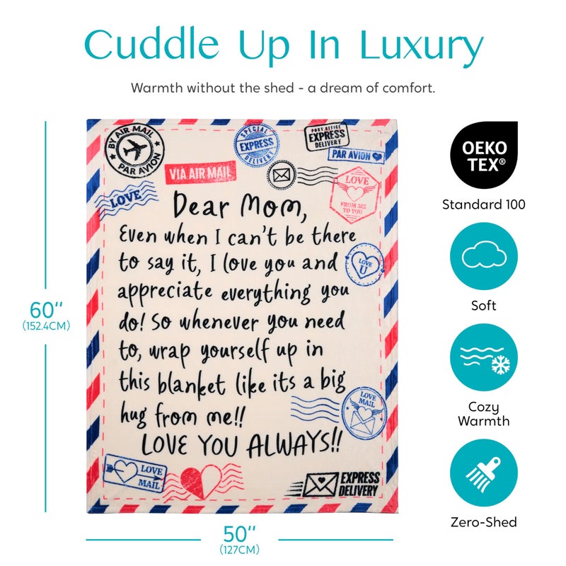 Joiedomi Birthday Gifts for Mom Soft Flannel Mom Blanket for Mothers Day Anniversary from Daughter Son 50" x 60" Ivory White - Image 5