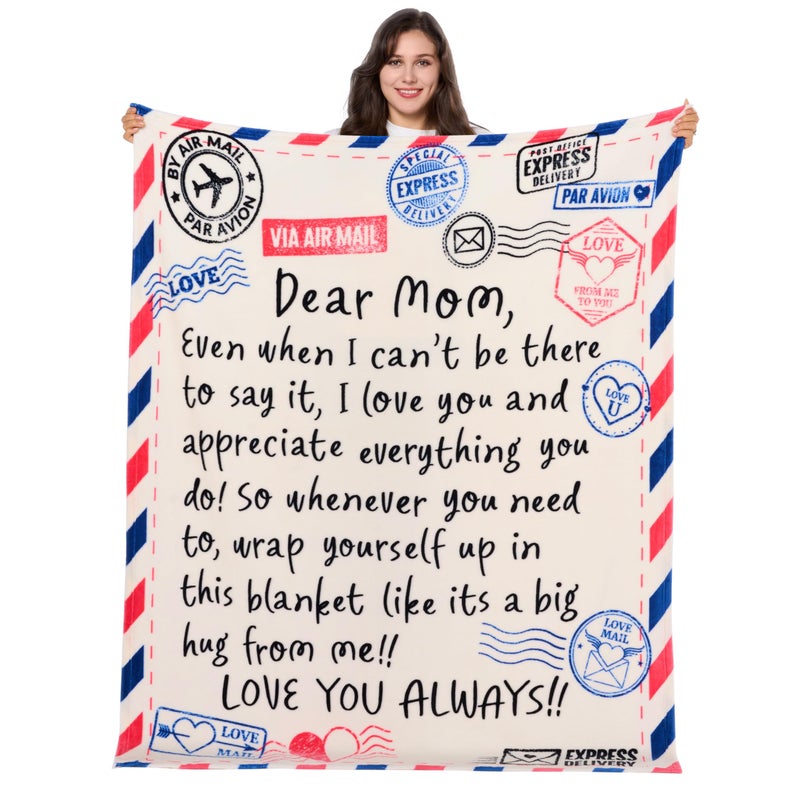 Joiedomi Birthday Gifts for Mom Soft Flannel Mom Blanket for Mothers Day Anniversary from Daughter Son 50" x 60" Ivory White - Image 1
