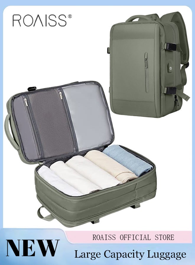 roaiss Carry-On Luggage Backpack High Capacity Business Travel Expandable Bag for Short Trips Dry and Wet Separation Scientific Storage Business Computer Bag Simple Solid Color Design with Check In Backpack  - Image 2