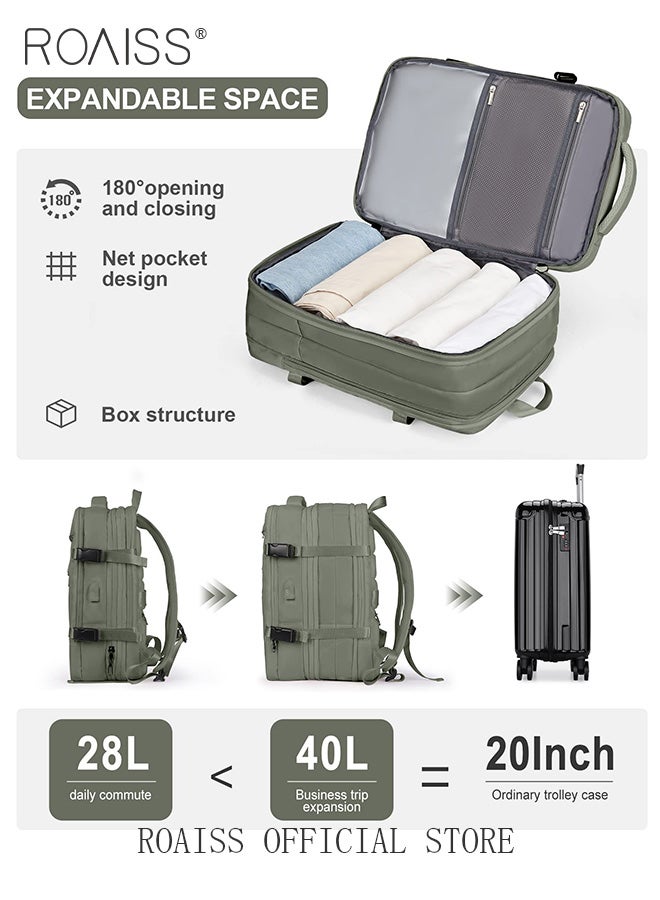 roaiss Carry-On Luggage Backpack High Capacity Business Travel Expandable Bag for Short Trips Dry and Wet Separation Scientific Storage Business Computer Bag Simple Solid Color Design with Check In Backpack  - Image 3