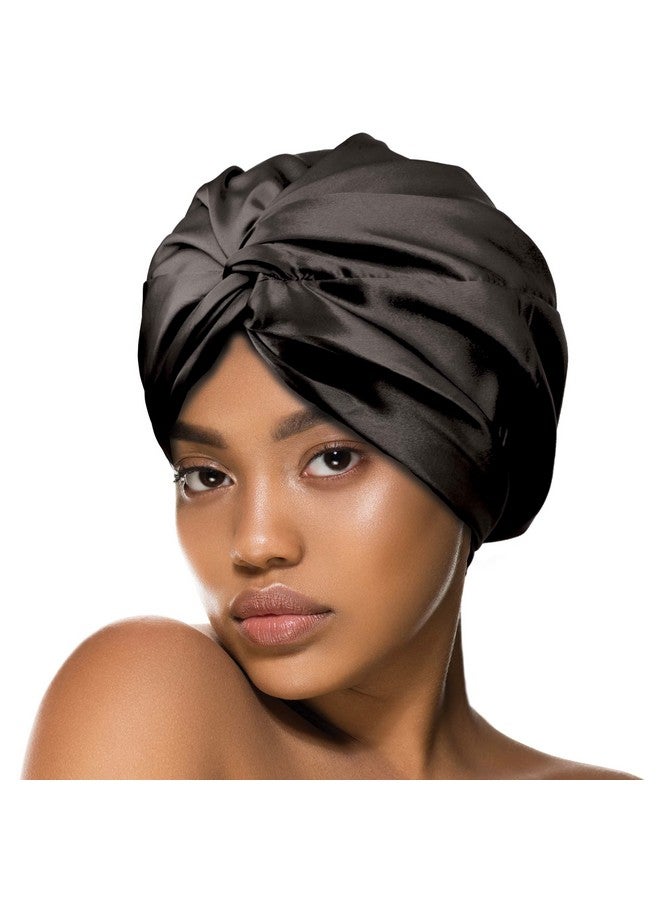 Donna Onna Reversible Silky Satin Sleep Turban Day & Night Turban 1Pc For Curly Hair Straight Hair All Hair Textures Fashion Headwrap Midnight Color - Image 2