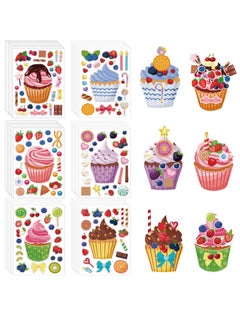 Excefore Treats and Sweets Sticker, 36 Pcs Cupcake Sticker Set, Make Face Cupcake Stickers, DIY Cake Stickers Dessert Stickers Decorating, for Party Favor Supplies  - Image 1