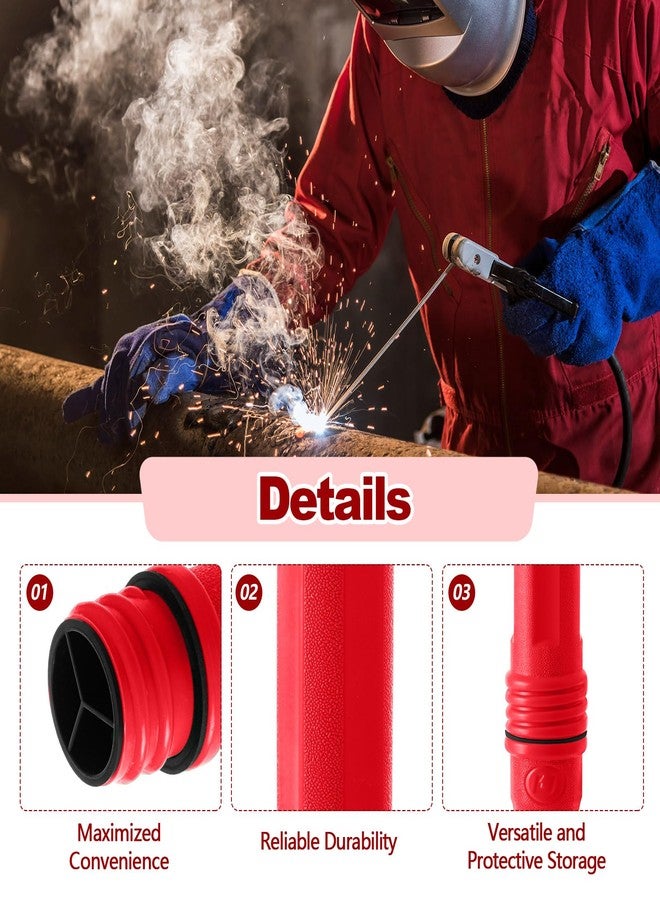 Tandefio 4 Pcs Welding Rod Storage Tube 40 Inch Tig Rod Storage Canisters Welding Electrode Holder Airproof Waterproof Container(Red) - Image 3