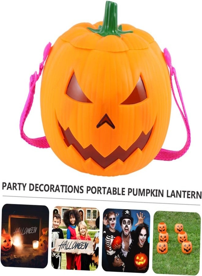 PartyToko Light Halloween Bucket Orange Pumpkin Jack O Lantern Trick Or Treat Bucket Halloween Decorations (Orange and Black) 1 Pcs - Image 5