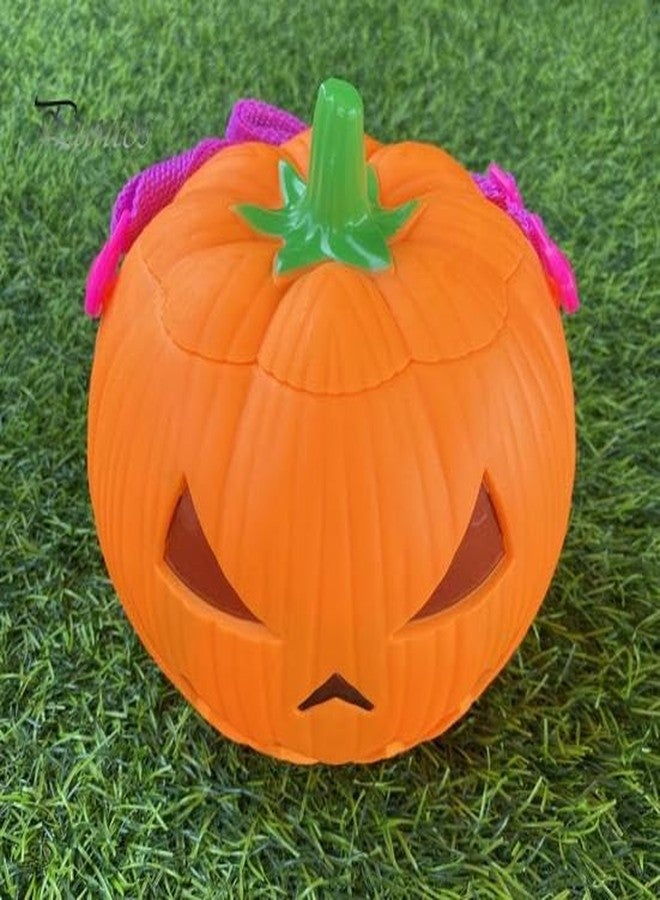 PartyToko Light Halloween Bucket Orange Pumpkin Jack O Lantern Trick Or Treat Bucket Halloween Decorations (Orange and Black) 1 Pcs - Image 3