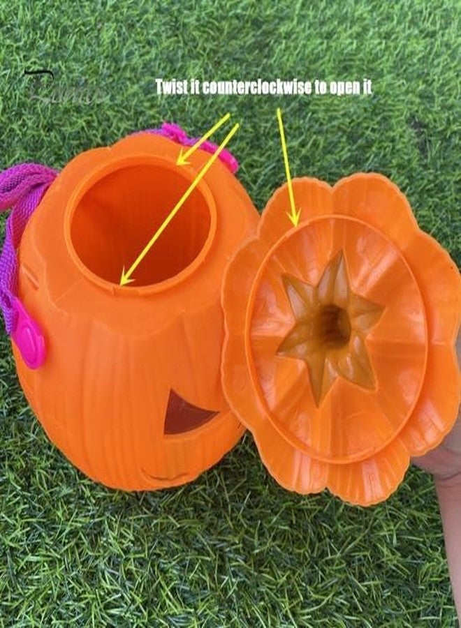 PartyToko Light Halloween Bucket Orange Pumpkin Jack O Lantern Trick Or Treat Bucket Halloween Decorations (Orange and Black) 1 Pcs - Image 2