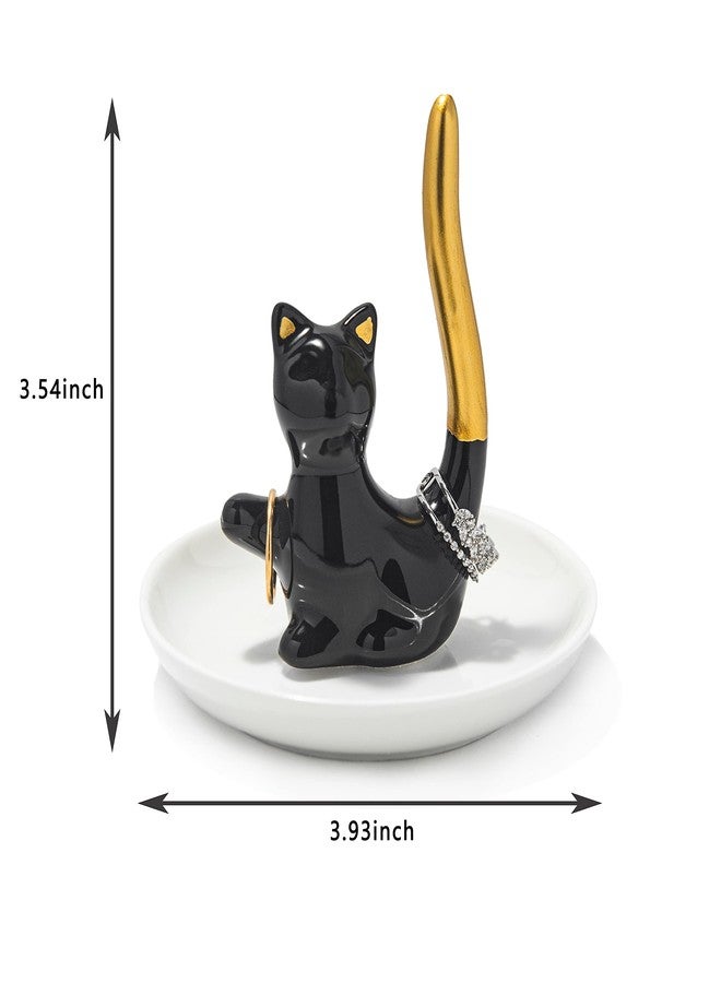 Lynagert Cat Ring Holder Ceramic Jewelry Dish - Trinket Tray for Earrings and Organizer - Funny Themed Gifts for Cat Mom, Lovers, Birthday Gifts for Women - Image 4