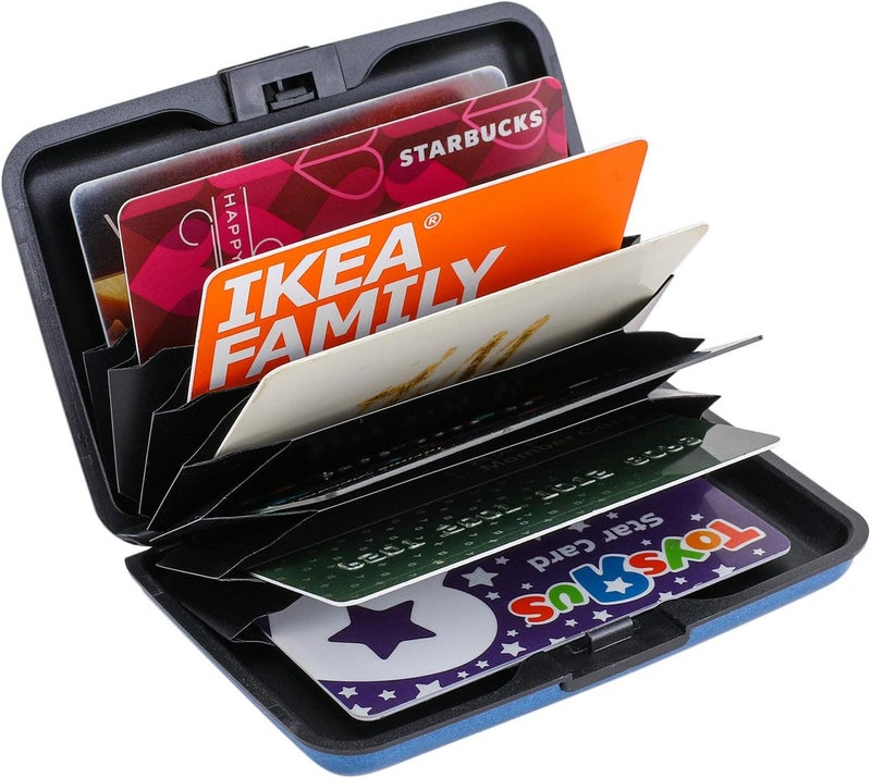 ELFISH RFID Blocking Credit Card Protector Aluminum ID Case Hard Shell Business Card Holders Metal Wallet for Men or Women (Dark blue) - Image 5