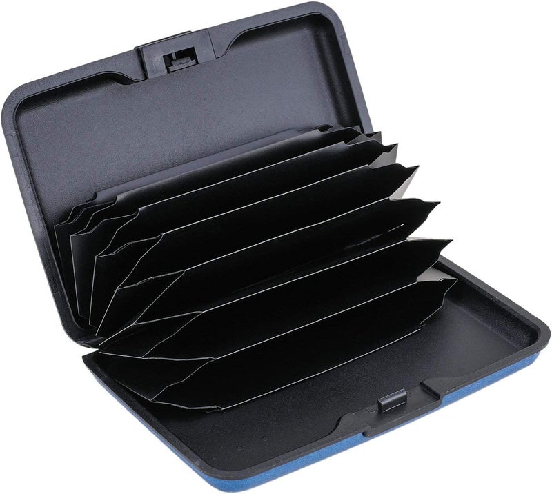 ELFISH RFID Blocking Credit Card Protector Aluminum ID Case Hard Shell Business Card Holders Metal Wallet for Men or Women (Dark blue) - Image 2