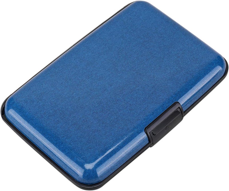 ELFISH RFID Blocking Credit Card Protector Aluminum ID Case Hard Shell Business Card Holders Metal Wallet for Men or Women (Dark blue) - Image 4