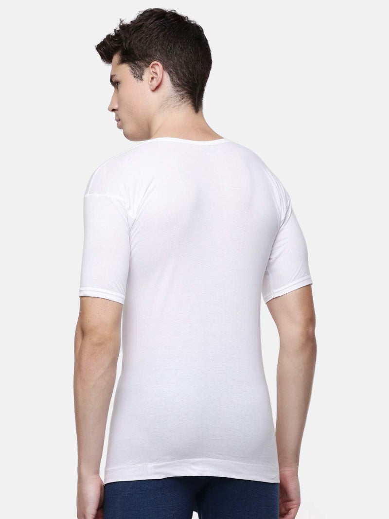 Dollar Lehar Combed Cotton Men's White Vest - Pack of 8 - Image 3