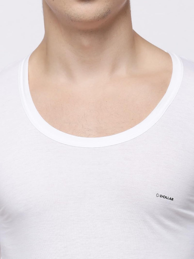 Dollar Lehar Combed Cotton Men's White Vest - Pack of 8 - Image 4