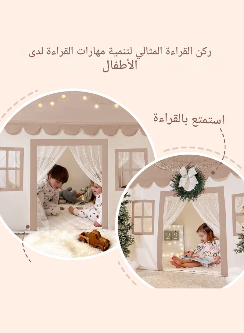 Paka Rabbit Play Tent with Padded Mat & LED Lights, Kids Tent, Playhouse for Kids, Indoor Bed Tent for Toddler, Toys for 3,4,5,6-Year-Old Girls, Neutral Color Play Room Furniture  - Image 3