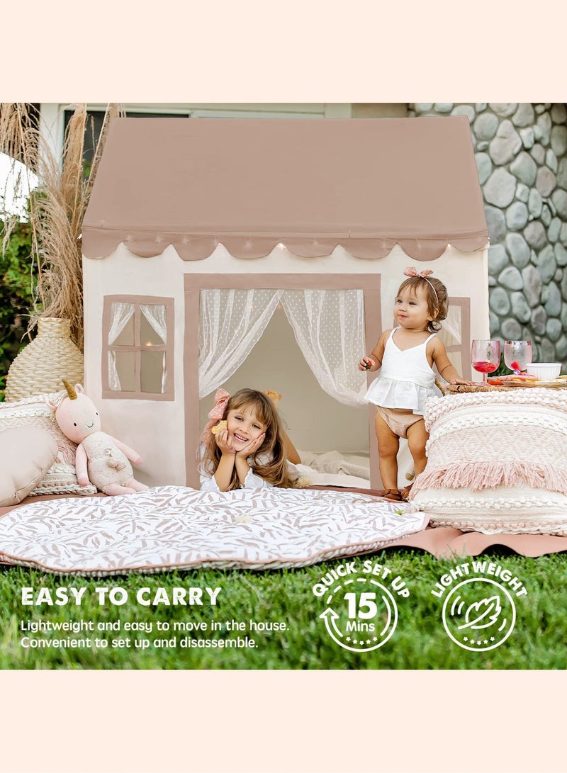 Paka Rabbit Padded play tent, children's tent, children's playhouse, toddler indoor bed tent, toys suitable for girls aged 3, 4, 5, and 6, neutral-colored playroom furniture (lights not included). - Image 4