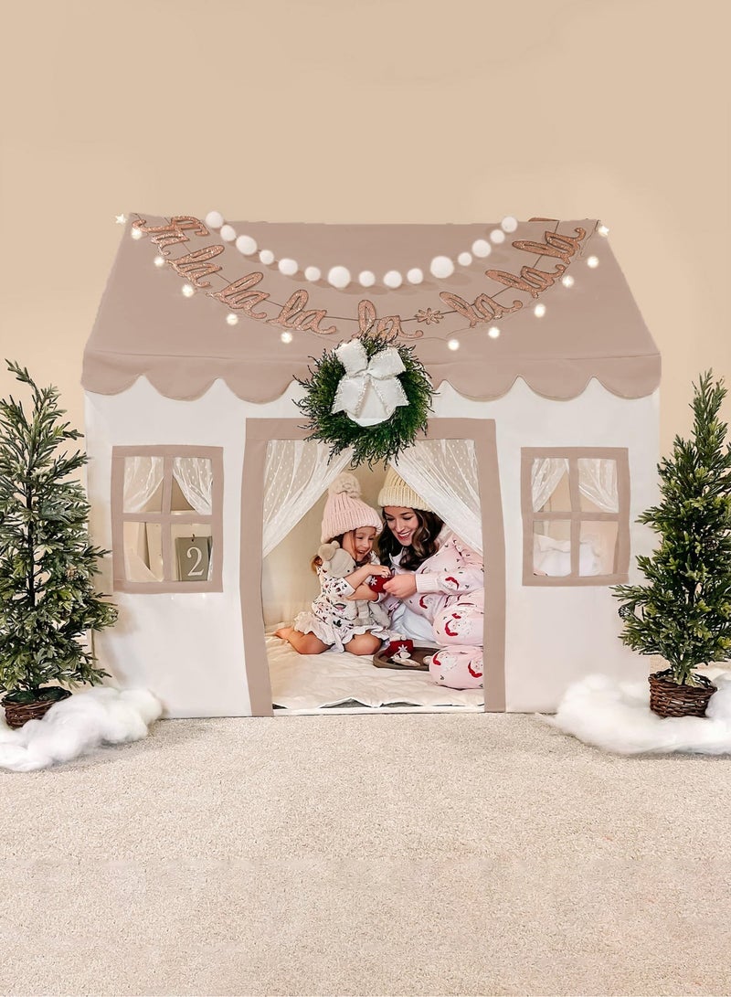 Paka Rabbit Padded play tent, children's tent, children's playhouse, toddler indoor bed tent, toys suitable for girls aged 3, 4, 5, and 6, neutral-colored playroom furniture (lights not included). - Image 2