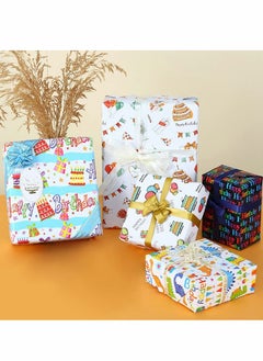 KASTWAVE Gift Wrapping Paper, Recyclable Premium Gift Wrapping Paper Birthday Wrap Paper, Birthday Wrap Paper with Tags Ribbons Sticker Double for Birthday, Bridal Baby Shower, Graduations, Boy, Girl  - Image 5