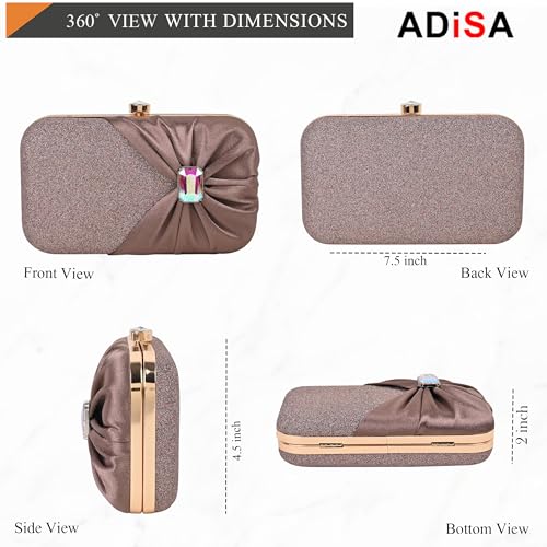 ADISA Studded formal party clutch with gold chain for women and girls (CL107-COP) - Image 2