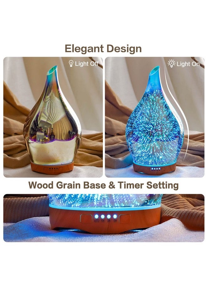 Porseme 280Ml Essential Oil Diffuser 3D Handblown Glass Aroma Diffusor Aromatherapy Unltrasonic Cool Mist Deffuser 7 Color Changing Humidifier Waterless Shutoff Timer Function For Home Office  - Image 5