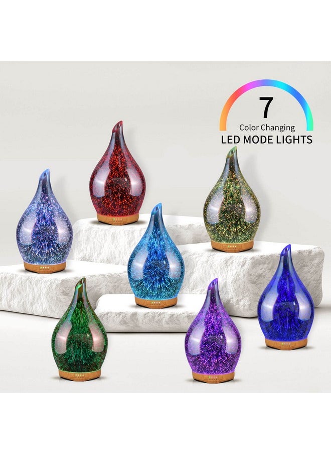 Porseme 280Ml Essential Oil Diffuser 3D Handblown Glass Aroma Diffusor Aromatherapy Unltrasonic Cool Mist Deffuser 7 Color Changing Humidifier Waterless Shutoff Timer Function For Home Office  - Image 2
