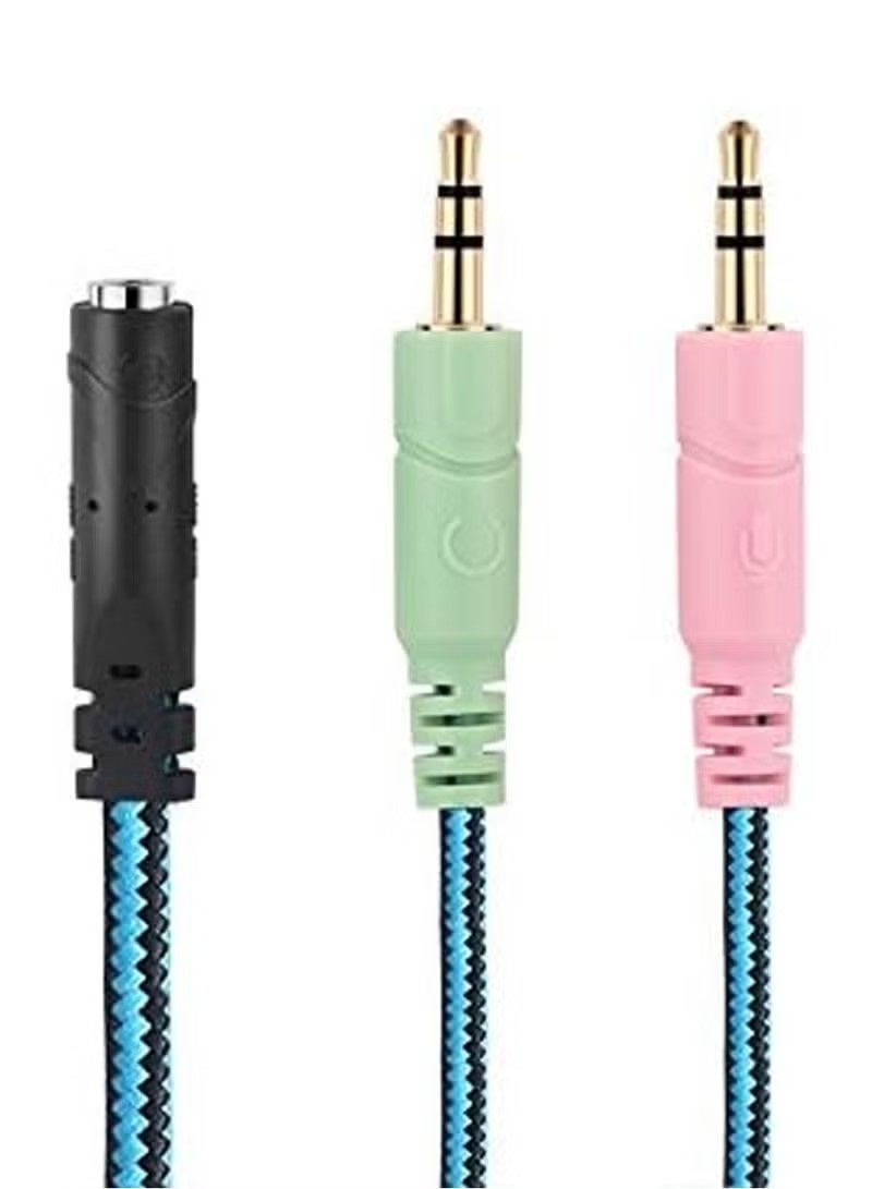 كوشن إيتش كابل مقسم سماعة وميكروفون من أنثى إلى ذكر بألوان متعددة - Image 2