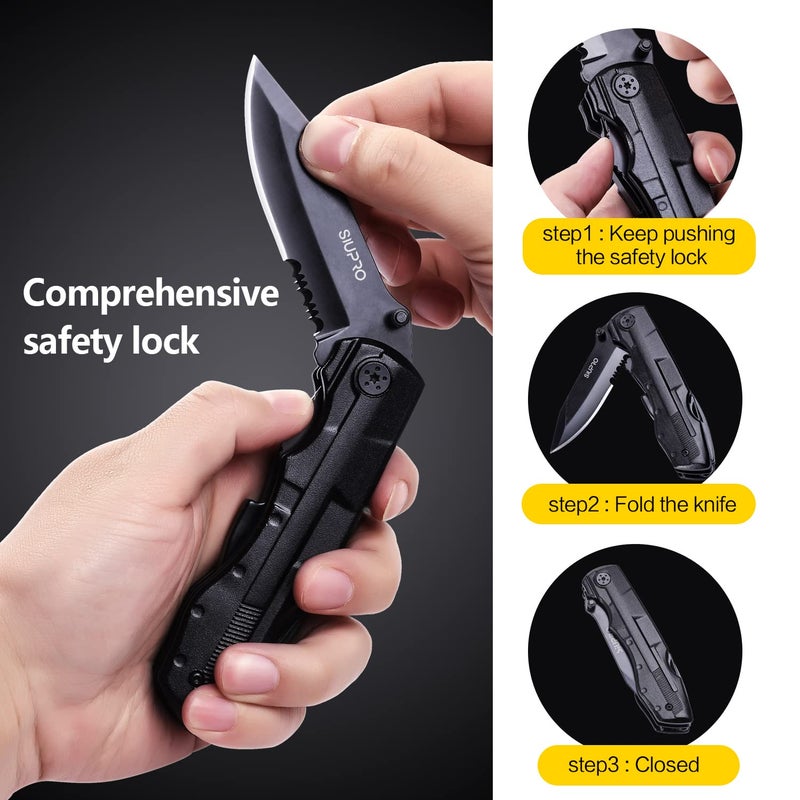 SIUPRO Multitool Pocket Knife for Men, Tactical Folding Multi Tool, Multipurpose Utility Plier Set, Valentines Day Gifts for Him Boyfriend Husband, Camping Survival Kit - Image 3