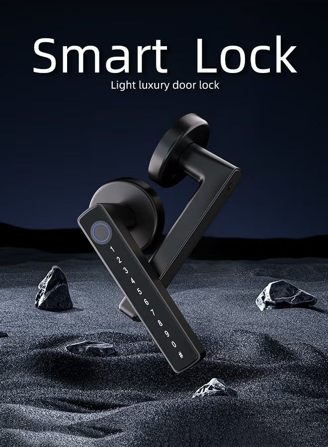Smart Door Lock, Smart Lock 4 in 1, Fingerprint Door Lock Set, Keyless Entry Door Knob with Tuya APP/Code/Keys/Fingerprint, Electronic Keypad Lock Remote APP Control, Reversible Handle - Image 2