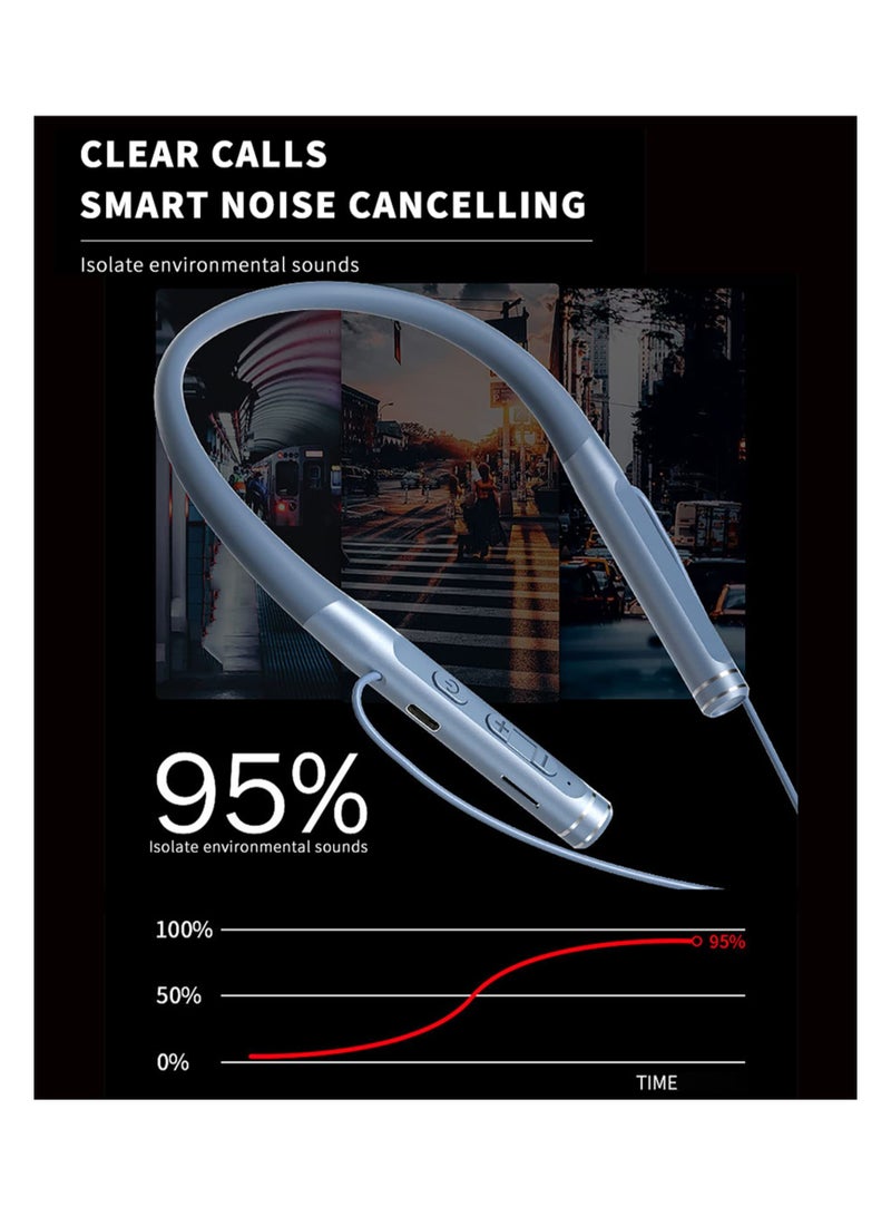 Neckband Bluetooth Headphones, Wireless Earbuds with Microphone Flashlight Around The Neck Waterproof Sport Headset Noise Cancelling Ear Buds 120H Playtime for Running Cycling  - Image 5