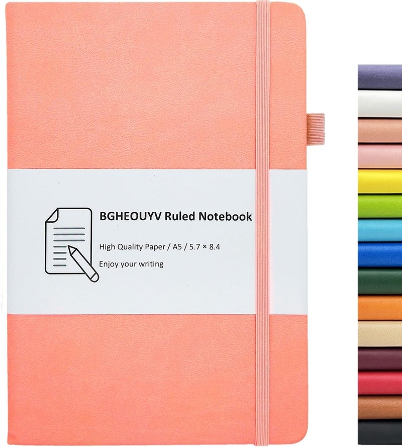 BGHEOUYV Notebook Journal, College Ruled Notebook Lined A5 160 Pages,Hard Cover Journals for Writing, Notebooks for Work Office School Women Men,5.7 inches x 8.4 inches(Meat Pink) - Image 1
