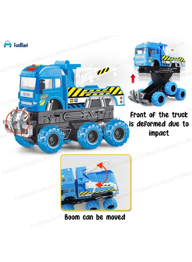 FunBlast 6 Wheel Drive Friction Powered Crane Truck Toy for Kids - Construction Toy Vehicles, Monster Towing Truck with Light & Sound for 3+ Years Children (Multicolor) - Image 3